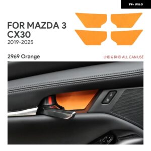4PCS トップスエード トリム LHD RHD ステッカー マツダ 3 アクセラ CX30 CX-30 2019 - 24 2025 車内ドアボウル パネル - orange　lhd　rhd　4pcs
