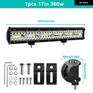 4/7/9/12/15/20インチ ライトバー フラッドLEDダイオード LEDスポットライトビーム LED 12V 24V 6000K 4X4 オフロードアクセサリー 車 トラック ATV SUV - 17inch 1PCS 360W
