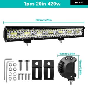 4/7/9/12/15/20インチ ライトバー フラッドLEDダイオード LEDスポットライトビーム LED 12V 24V 6000K 4X4 オフロードアクセサリー 車 トラック ATV SUV - 20inch 1PCS 420W