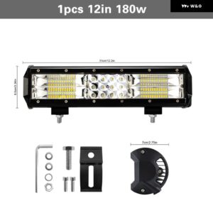 4/7/9/12/15/20インチ ライトバー フラッドLEDダイオード LEDスポットライトビーム LED 12V 24V 6000K 4X4 オフロードアクセサリー 車 トラック ATV SUV - 12inch 1PCS 180W