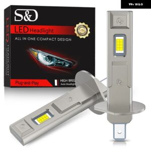 20000LM H1 H3 LED ヘッドライト バルブ ミニCANBUS H1 LEDランプ 120W CSP 車用 ヘッドランプ ファンレスライト オートダイオード フォグランプ 12V 6000K - H1