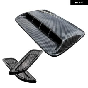 40CM 汎用 カーエアフロー 装飾 吸気フードスクープ ボンネット ベント ステッカー カバー フードはあらゆるフラットフード車両に適合 - 3pcs carbon set