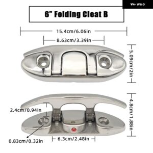 4.5/5/6/8インチ マリングレード ボート 折りたたみ クリート マリンハードウェア 316 ステンレス ミラー ポリッシュ フリップアップ 係留ボートクリート - 6 inch B
