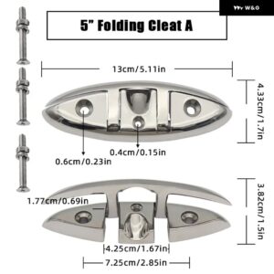 4.5/5/6/8インチ マリングレード ボート 折りたたみ クリート マリンハードウェア 316 ステンレス ミラー ポリッシュ フリップアップ 係留ボートクリート - 5 inch A With Screws