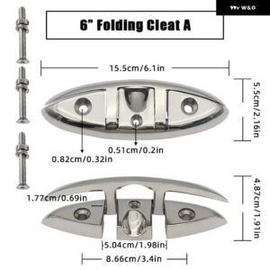 4.5/5/6/8インチ マリングレード ボート 折りたたみ クリート マリンハードウェア 316 ステンレス ミラー ポリッシュ フリップアップ 係留ボートクリート - 6 inch A With Screws