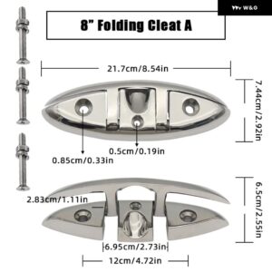4.5/5/6/8インチ マリングレード ボート 折りたたみ クリート マリンハードウェア 316 ステンレス ミラー ポリッシュ フリップアップ 係留ボートクリート - 8 inch A With Screws
