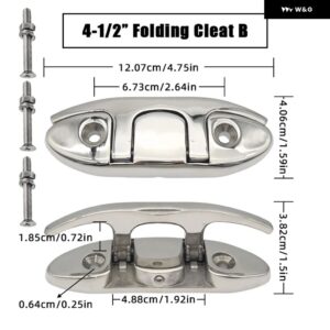 4.5/5/6/8インチ マリングレード ボート 折りたたみ クリート マリンハードウェア 316 ステンレス ミラー ポリッシュ フリップアップ 係留ボートクリート - 4.5inch B With Screw