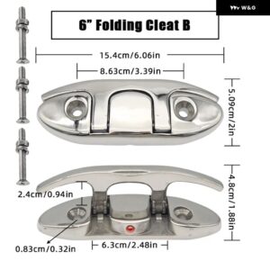 4.5/5/6/8インチ マリングレード ボート 折りたたみ クリート マリンハードウェア 316 ステンレス ミラー ポリッシュ フリップアップ 係留ボートクリート - 6 inch B with screw
