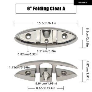 4.5/5/6/8インチ マリングレード ボート 折りたたみ クリート マリンハードウェア 316 ステンレス ミラー ポリッシュ フリップアップ 係留ボートクリート - 6 inch A