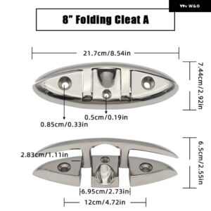 4.5/5/6/8インチ マリングレード ボート 折りたたみ クリート マリンハードウェア 316 ステンレス ミラー ポリッシュ フリップアップ 係留ボートクリート - 8 inch A