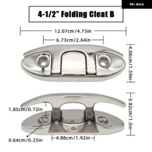 4.5/5/6/8インチ マリングレード ボート 折りたたみ クリート マリンハードウェア 316 ステンレス ミラー ポリッシュ フリップアップ 係留ボートクリート - 4.5 inch B