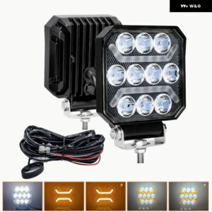 4インチ コンボ作業灯 LED ライトバー ハーネス 12V 24V マイルプロジェクター 車 デイ運転 4X4 ボート ATV BARRA LED ヘッドライト - 2pcs　with　line