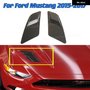 フォード マスタング 2015-2017 車用フード エア アウトレット トリム エアインテークスクープ ボンネット フードベント フロント レーシング スタイル パネ - Carbon Look