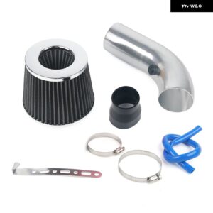 汎用 76MM カーレーシング コールドエアインテーク システム ターボインダクション パイプ チューブ キット アルミ製 コーンエア フィルター インレット付き - Silver