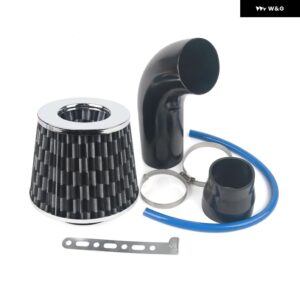 汎用 76MM カーレーシング コールドエアインテーク システム ターボインダクション パイプ チューブ キット アルミ製 コーンエア フィルター インレット付き - Carbon-Black