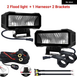 LEDワークフォグ ドライビングライト バーハイビーム ヘッドライト 12V LEDライト ブラケット 作業灯24VオフロードATV 4X4 LEDボート トラック - 1set Flood lamp