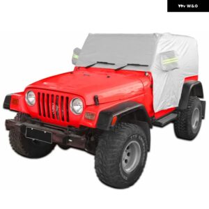 車用サンシールドカバー ジープ ラングラー TJ 1997-2006 スノーレインカバー 耐候性 車カバー ボディ 防塵 UV プロテクター シルバー - Silver-2 door