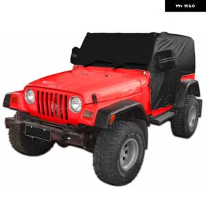 車用サンシールドカバー ジープ ラングラー TJ 1997-2006 スノーレインカバー 耐候性 車カバー ボディ 防塵 UV プロテクター シルバー - black 2 door