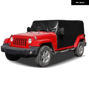 車用サンシールドカバー ジープ ラングラー TJ 1997-2006 スノーレインカバー 耐候性 車カバー ボディ 防塵 UV プロテクター シルバー - black 4 door