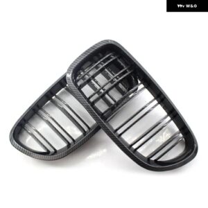 フロントキドニーダブルスラット グリル BMW 5シリーズ F10 F11 F18 2010 - 13-2017 デュアルライングロッシーブラック レーシング グリル - Double Line Carbon