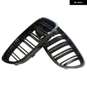 フロントキドニーダブルスラット グリル BMW 5シリーズ F10 F11 F18 2010 - 13-2017 デュアルライングロッシーブラック レーシング グリル - Double Line Black