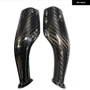 TESLA モデル3 Y シフト カバー ステアリングロッドハンドル シフター ハウジング 3Kカーボン シフト ノブカバー - black