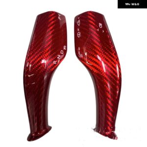 TESLA モデル3 Y シフト カバー ステアリングロッドハンドル シフター ハウジング 3Kカーボン シフト ノブカバー - red