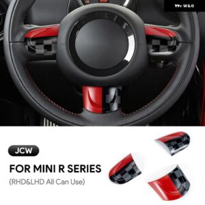3個 ABS製 車用 ステアリングホイール ボタン カバー ミニクーパー R55 R56 カントリーマン R60 装飾 内装 ユニオンジャック アクセサリー - jcw no hole