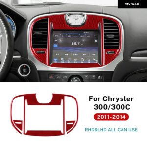クライスラー 300 300C 2011 - 14 リアルソフトカーボン ステッカー LHD RHD 車用 セントラ ル コントロール スクリーン パネル アクセサリー - LHD RHD Red Carbon