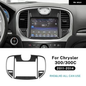クライスラー 300 300C 2011 - 14 リアルソフトカーボン ステッカー LHD RHD 車用 セントラ ル コントロール スクリーン パネル アクセサリー - LHD RHD Black Carbon