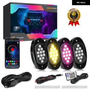 4/6/10/12IN1 ポッド RGB LED ロックライトPC B LED ホールディング LED 装飾 シャーシ 4X4 オフロード トラック SUV ロック アンビエントライト - 4 in 1 APP