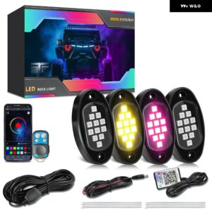 4/6/10/12IN1 ポッド RGB LED ロックライトPC B LED ホールディング LED 装飾 シャーシ 4X4 オフロード トラック SUV ロック アンビエントライト - 4 in 1 APP Remote1