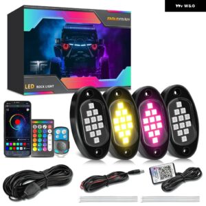 4/6/10/12IN1 ポッド RGB LED ロックライトPC B LED ホールディング LED 装飾 シャーシ 4X4 オフロード トラック SUV ロック アンビエントライト - 4 in 1 APP Remote1 2