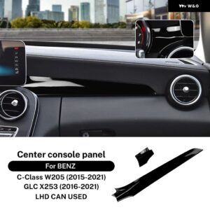 ABSカーボン メルセデス ベンツ C クラス W205 C180 C200 GLC X253 2015-2021センター コンソール ダッシュボード トリム カバー カーアクセサリー - black