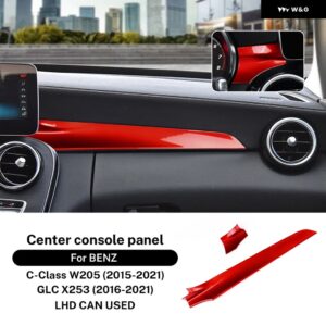 ABSカーボン メルセデス ベンツ C クラス W205 C180 C200 GLC X253 2015-2021センター コンソール ダッシュボード トリム カバー カーアクセサリー - red