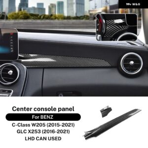 ABSカーボン メルセデス ベンツ C クラス W205 C180 C200 GLC X253 2015-2021センター コンソール ダッシュボード トリム カバー カーアクセサリー - Carbon fiber black