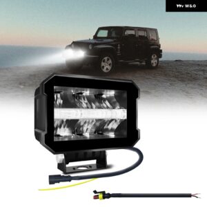 車用LED投光器ランプ エンジェルアイズ DRL 400W ライト LEDバー 12V LEDライト 作業灯 24V オフロード ATV 4X4 LEDアクセサリー - 1pc