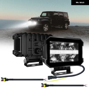 車用LED投光器ランプ エンジェルアイズ DRL 400W ライト LEDバー 12V LEDライト 作業灯 24V オフロード ATV 4X4 LEDアクセサリー - 2pc