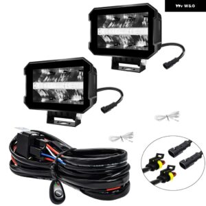 車用LED投光器ランプ エンジェルアイズ DRL 400W ライト LEDバー 12V LEDライト 作業灯 24V オフロード ATV 4X4 LEDアクセサリー - 2PC harness