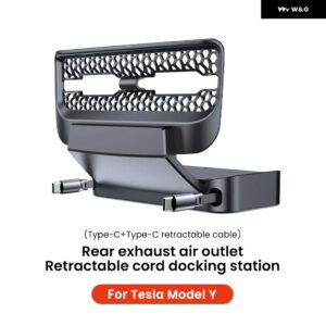 テスラ モデルY 2021-2024 リア エアベント 格納式コード 拡張ドッキングステーション テスラ モデルY カーアクセサリー - Type C and Type C