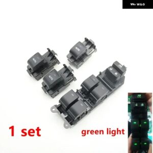 LHD 車用 LED ライト 電動パワーウィンドウ コントロール スイッチ ボタン トヨタ レイツ マーク X クラウン ランドクルーザー プラド 150 2010-2018 - 1 set green light