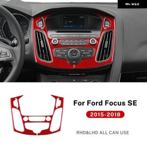 カーセンター コンソール パネル フォード フォーカス SE RS ST エコブースト 2015 - 18 LHD RHD リアルソフトカーボン ステッカー アクセサリー - Red carbon