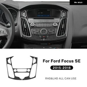 カーセンター コンソール パネル フォード フォーカス SE RS ST エコブースト 2015 - 18 LHD RHD リアルソフトカーボン ステッカー アクセサリー - Black Carbon