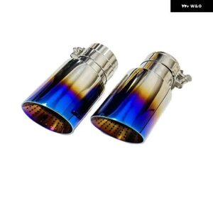 1個カーパーツマフラー サイレンサー テールスロート ステンレス 鋼ローストブルースズメバチ巣大径トランペット口 - 51mm-89mm