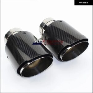 1個 汎用 カー スタイリング 排気 システム カーボン光沢テール パイプ ブラック ステンレス 排気 パイプ テール パイプ - 51mm　out　76mm