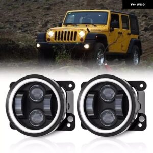 2個 4インチ 丸型 LED フォグランプ パッシングランプ ジープ ラングラー JK オフロード車 LED シグナルライト 6000K 補助ライト - 4inch　foglight　-02
