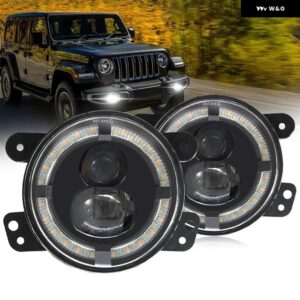 2個 4インチ 丸型 LED フォグランプ パッシングランプ ジープ ラングラー JK オフロード車 LED シグナルライト 6000K 補助ライト - 4inch　foglight　-01