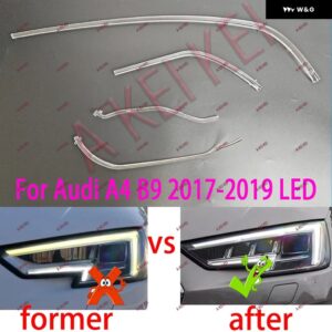 アウディ A4 A4L B9 S4 2017-2019 DRL 車用 LED ヘッドライト ライト DRL ガイドプレート デイタイム ランニングライト チューブ バー - 4pcs　left　light