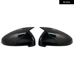 グロスブラックサイドウィングリアビューバックミラー カバー ケースキャップ アウディ A4 S4 RS4 B9 2016 -2020 A5 S5 RS5 - Black　One　Pair