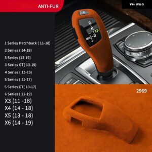 イタリア製 スーパースエード カー ギア シフト ノブカバー BMW F20 F21 F22 F23 F30 F32 F33 F34 F35 F36 F25 F26 F06 F12 F13 F15 F16 - lhd　front　orange　a